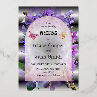 Invitation En Aluminium Mariage fleuri violet gracieux