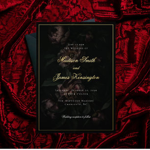 Invitation En Aluminium Mariage Fleurs Gothiques Romantiques Sombres Or