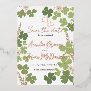 Invitation En Aluminium Mariage Fleurs Sauvages de Printemps Trèfle Vert S