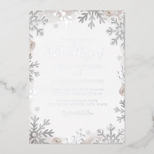 Invitation En Aluminium Mariage flocon de neige Blush feuille d'ARGENT VRA