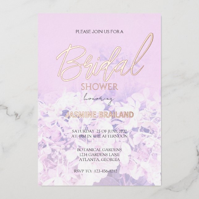 Invitation En Aluminium Mariage floral à l'hydrangea (Recto)