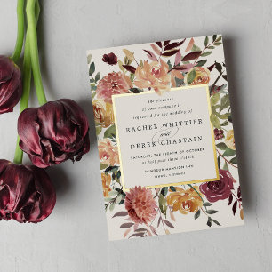 Invitation En Aluminium Mariage Floral Aquarelle Campagnard