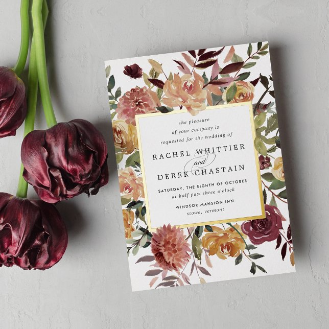 Invitation En Aluminium Mariage Floral Aquarelle Rustique (Créateur téléchargé)