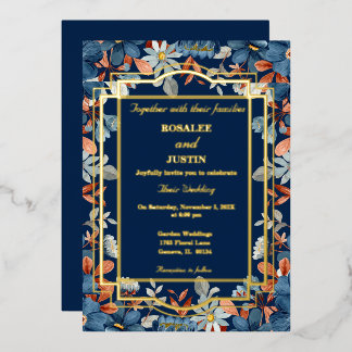 Invitation En Aluminium Mariage Floral Bleu
