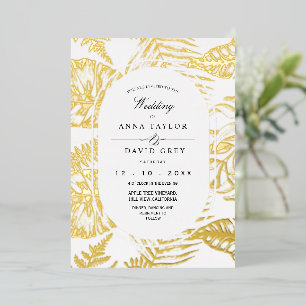 Invitation En Aluminium Mariage Floral Classique Or Blanc Doux
