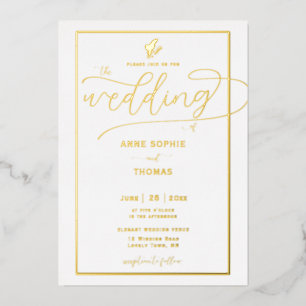 Invitation En Aluminium Mariage Floral Classique Or Printemps Lys de Vallé