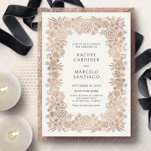 Invitation En Aluminium Mariage Floral Classique Vintage
