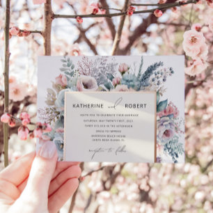 Invitation En Aluminium Mariage Floral de Jardin Pastel Élégant