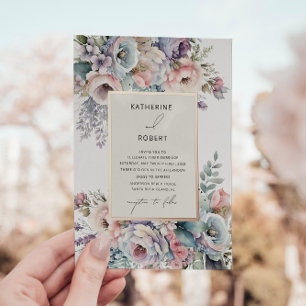 Invitation En Aluminium Mariage Floral de Jardin Pastel Élégant