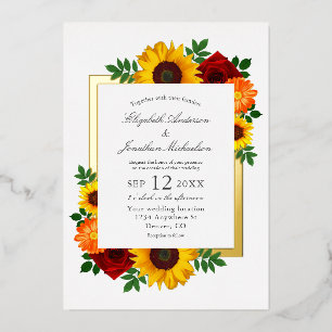 Invitation En Aluminium Mariage Floral de Tournesol Rose au Coucher du Sol