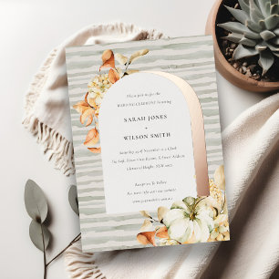 Invitation En Aluminium Mariage Floral Élégant Rustique Automne Citrouille
