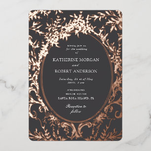Invitation En Aluminium Mariage Floral Élégant Vintage Français