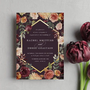 Invitation En Aluminium Mariage Floral Géométrique Aquarelle Rustique