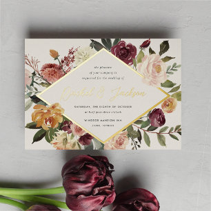 Invitation En Aluminium Mariage floral géométrique en fleur rustique