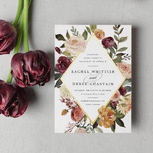 Invitation En Aluminium Mariage floral géométrique en fleur rustique