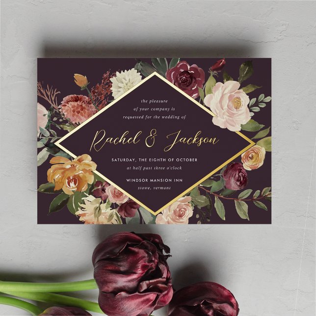 Invitation En Aluminium Mariage floral géométrique en fleur rustique (Créateur téléchargé)