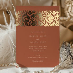 Invitation En Aluminium Mariage Floral Gold de Terracotta