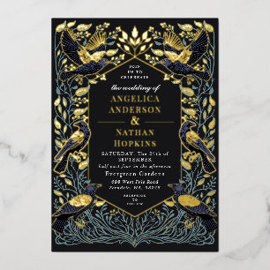 Invitation En Aluminium Mariage Floral Gothique Enchanté Corbeau