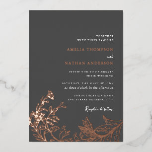 Invitation En Aluminium Mariage Floral Gris Or Rose Vintage