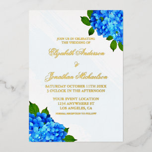 Invitation En Aluminium Mariage Floral Hortensia Bleu