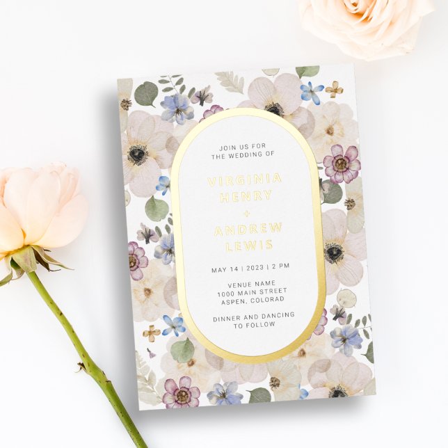 Invitation En Aluminium Mariage Floral Moderne (Floral Modern Watercolor Wedding Foil Invitation by Painted Paperie
)