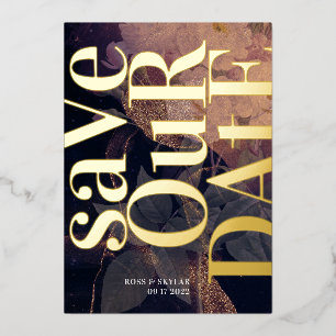 Invitation En Aluminium Mariage floral moderne Monogram Purple Fall