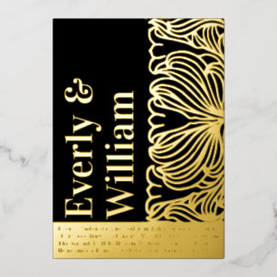 Invitation En Aluminium Mariage Floral Moderne Simple Élégant Or     