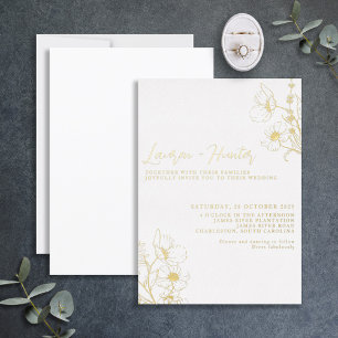 Invitation En Aluminium Mariage Floral Noir Blanc Script Moderne Or