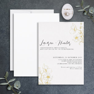 Invitation En Aluminium Mariage Floral Noir Blanc Script Moderne Or