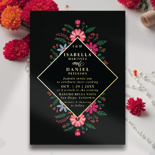 Invitation En Aluminium Mariage Floral or moderne Rancho mexicain