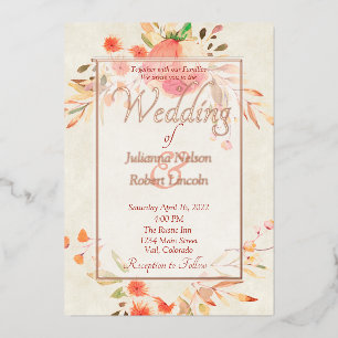 Invitation En Aluminium Mariage floral orange