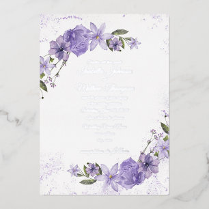 Invitation En Aluminium Mariage floral pourpre