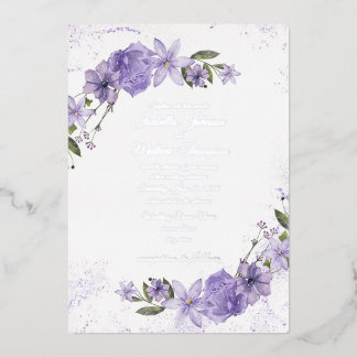 Invitation En Aluminium Mariage floral pourpre
