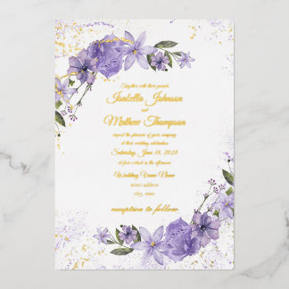 Invitation En Aluminium Mariage floral pourpre
