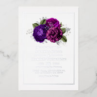 Mariage floral pourpre, violet, prune et argent