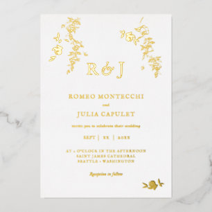 Invitation En Aluminium Mariage floral romantique à huile