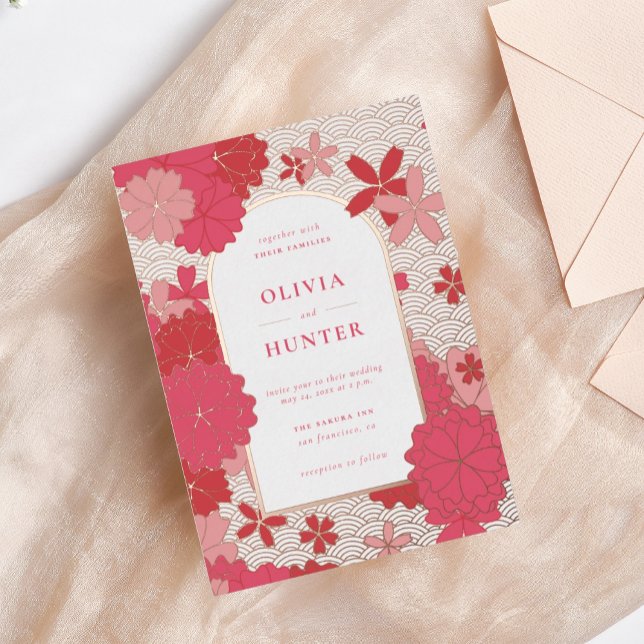 Invitation En Aluminium Mariage Floral Rose (Créateur téléchargé)
