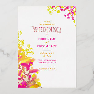 Invitation En Aluminium Mariage floral rose et orange