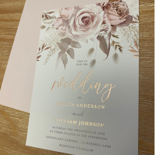 Invitation En Aluminium Mariage Floral Rose Gold Divine Blush