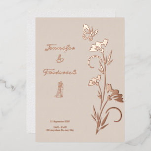 Invitation En Aluminium Mariage Floral rose Gold Foil