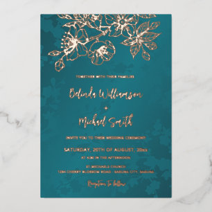 Invitation En Aluminium Mariage Floral Turquoise or rose