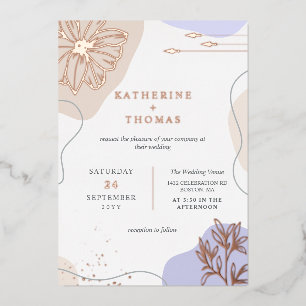 Invitation En Aluminium Mariage floral verdure lavande et lin