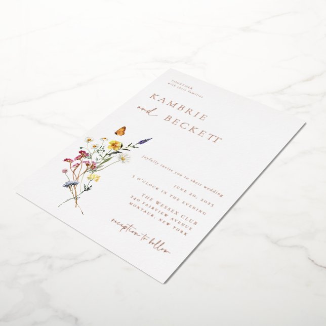 Invitation En Aluminium Mariage floral Wild Meadow (Rotation)