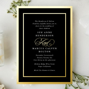 Invitation En Aluminium Mariage Forme Black & White Gold Frames