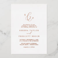 Mariage Formel à Monogramme Doré Rose Délicat