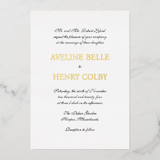 Invitation En Aluminium Mariage Formel Classique Élégant