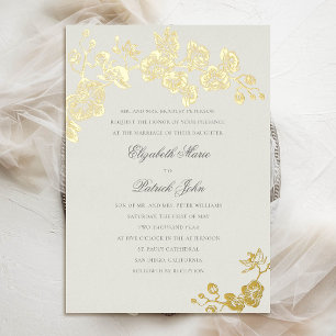 Invitation En Aluminium Mariage Formel Classique Héritage Ecru Art