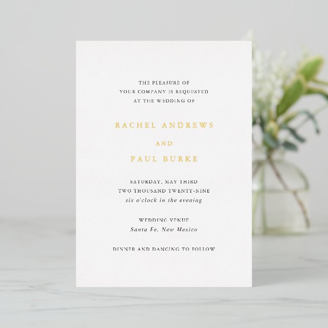 Invitation En Aluminium Mariage Formel Classique Intemporel (Debout devant)