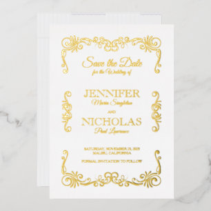 Invitation En Aluminium Mariage Formel Élégant Classique et Vintage