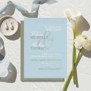 Invitation En Aluminium Mariage Formel Moderne Écriture Citron Bleu